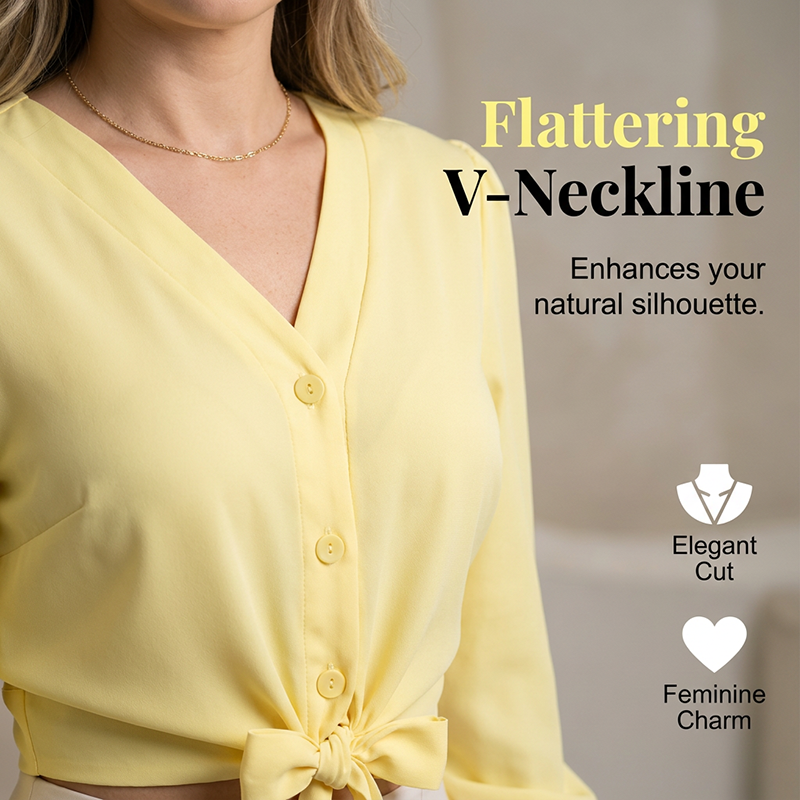 Top elegante da donna con scollo a V e cintura in vita