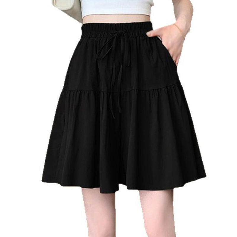Pantalón falda de cintura alta y pierna ancha con volantes para mujer