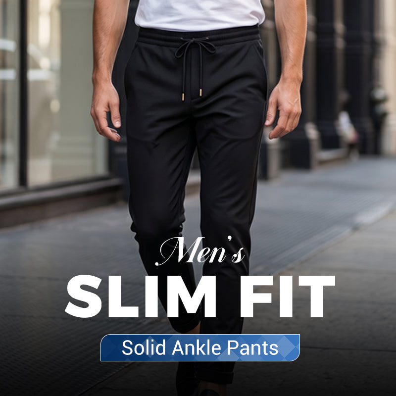 Pantalones tobilleros de corte slim y color liso para hombre