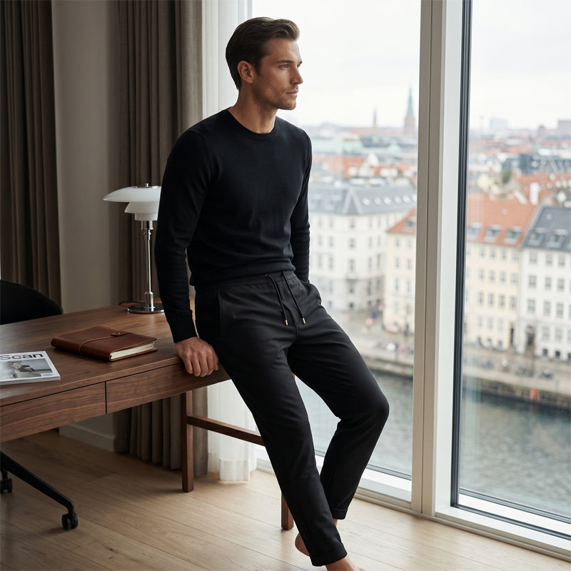 Pantalones tobilleros de corte slim y color liso para hombre