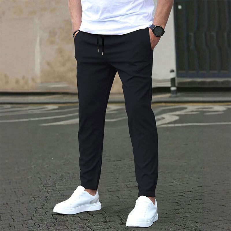 Pantalones tobilleros de corte slim y color liso para hombre