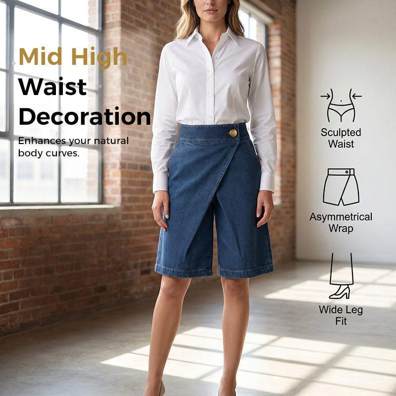 Asymmetrische shorts met wijde pijpen voor dames