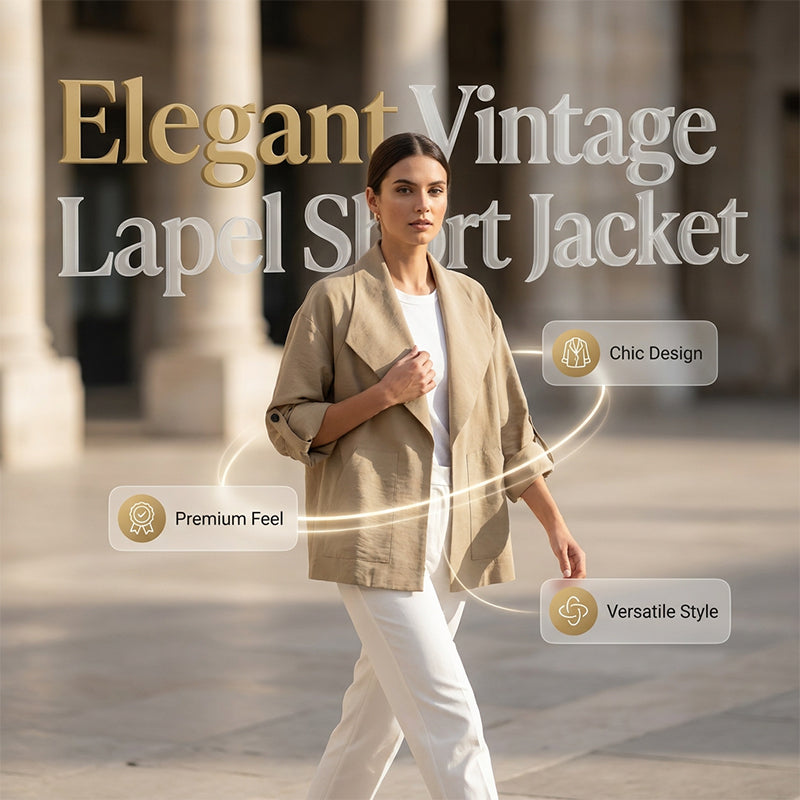 Chaqueta informal de solapa y estilo vintage para mujer