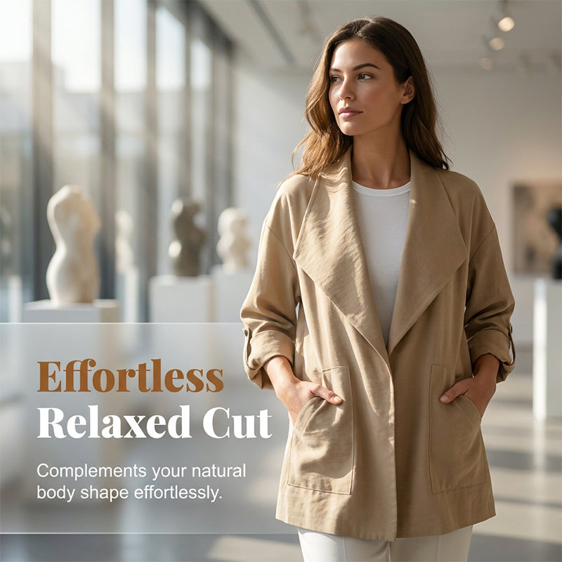 Chaqueta informal de solapa y estilo vintage para mujer