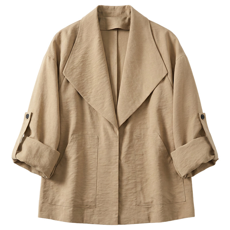 Chaqueta informal de solapa y estilo vintage para mujer