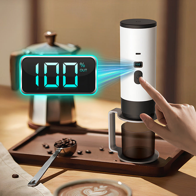 Macchina da caffè espresso portatile NOW da viaggio - Design compatto, display digitale, ricarica rapida Type-C e espresso perfetto da 90ml