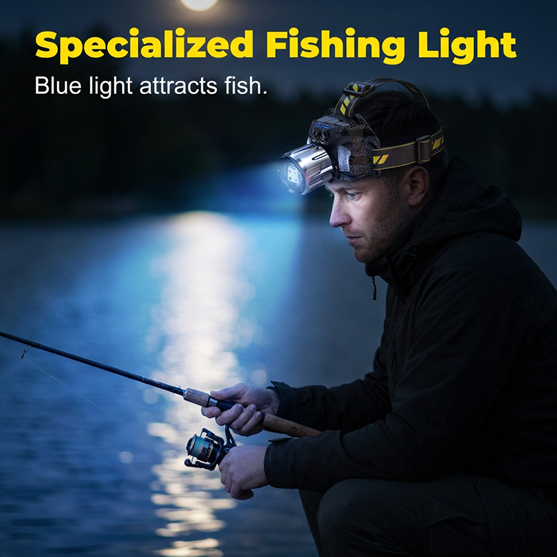 NOVEDAD Linterna frontal LED recargable de 5 colores ¨C Sensor de movimiento y modos de pesca/UV