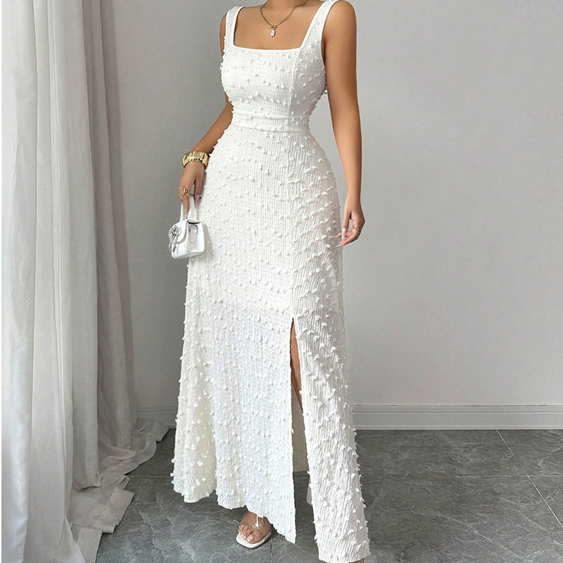 New Arrival Women's Sleeveless Square Neck Split Maxi Dress
