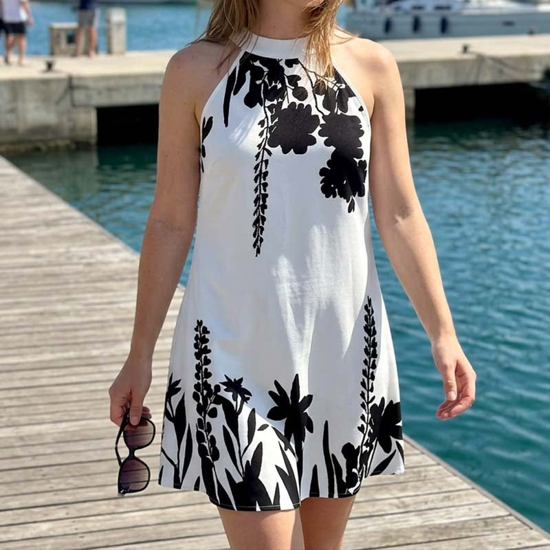 Women's Floral Print Halter Neck Dress