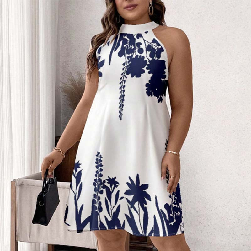 Women's Floral Print Halter Neck Dress