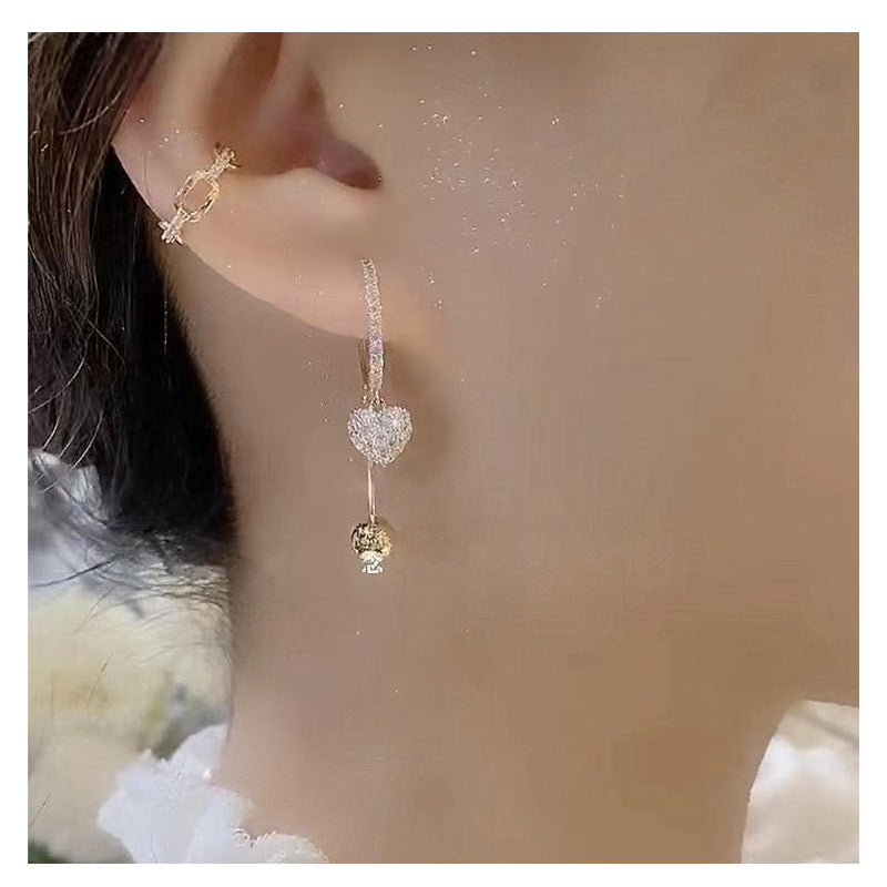 Sparkling Heart Dangle Earrings for Women