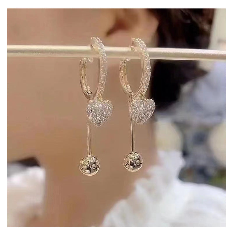 Sparkling Heart Dangle Earrings for Women