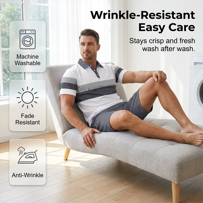 Completo da uomo composto da camicia e pantaloncini - stampa digitale, vestibilità sportiva, antipiega