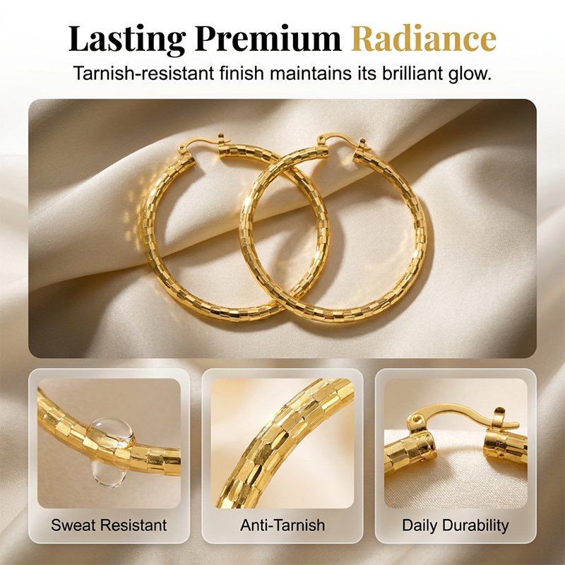 Free Women¡¯s Minimalist Textured Hoop Earrings Statement Round Jewelry