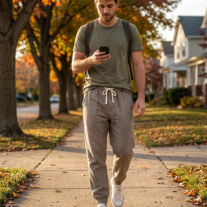 Pantaloni casual da uomo comodi con coulisse