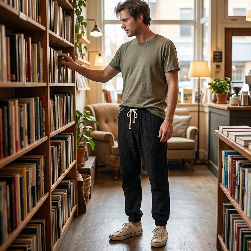 Pantaloni casual da uomo comodi con coulisse