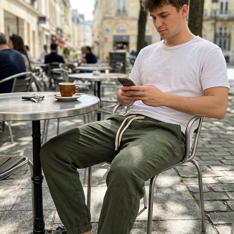 Pantaloni casual da uomo comodi con coulisse