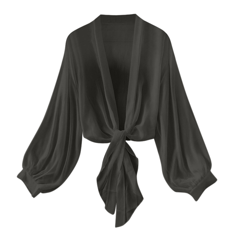 Women's Lightweight Chiffon Tie-Front Cardigan