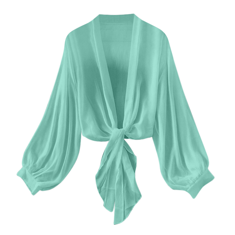Women's Lightweight Chiffon Tie-Front Cardigan