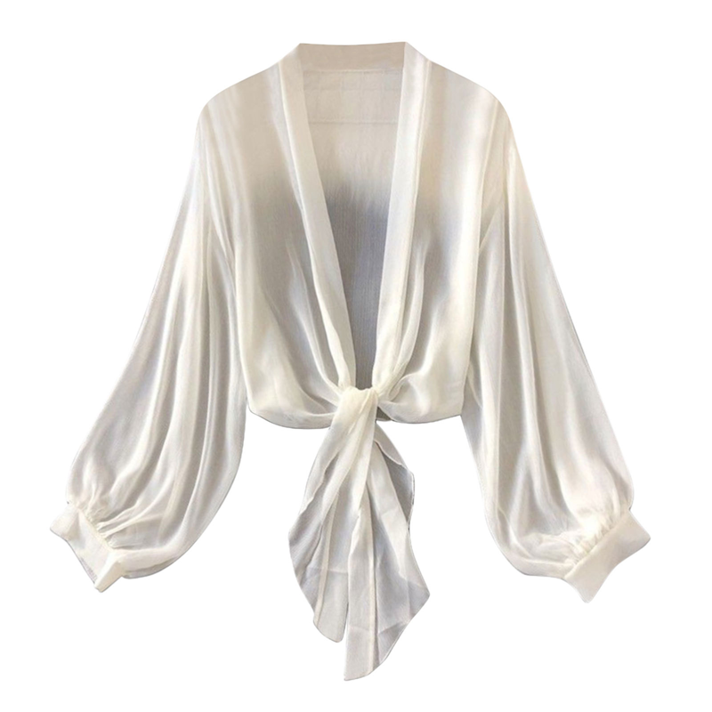 Lichtgewicht chiffonvest met striksluiting voor dames