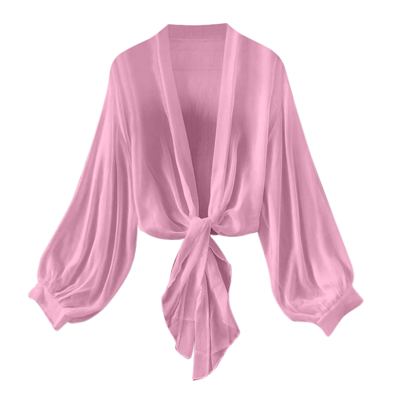 Women's Lightweight Chiffon Tie-Front Cardigan