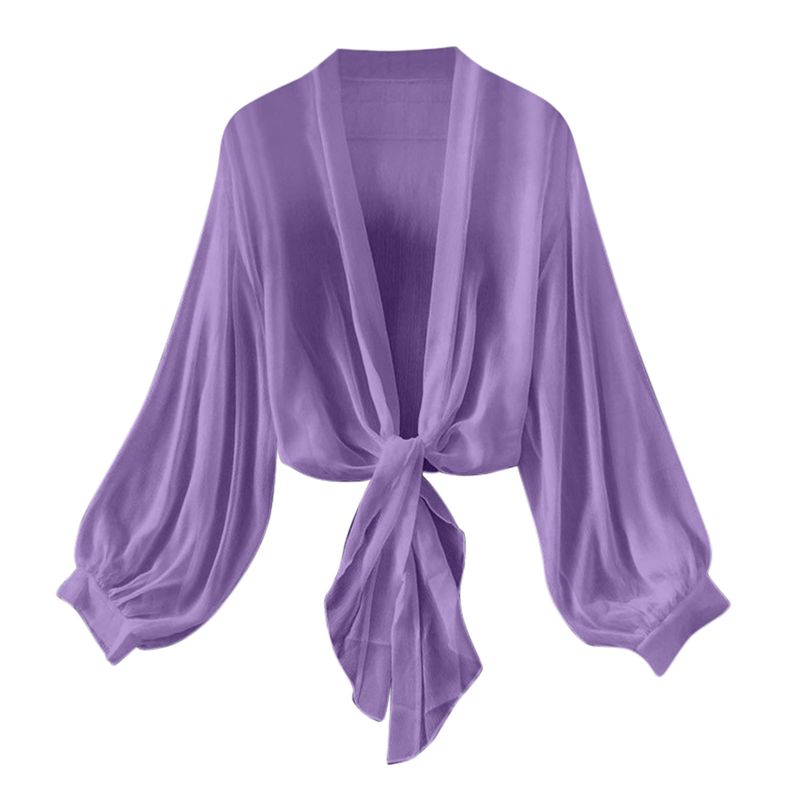 Women's Lightweight Chiffon Tie-Front Cardigan