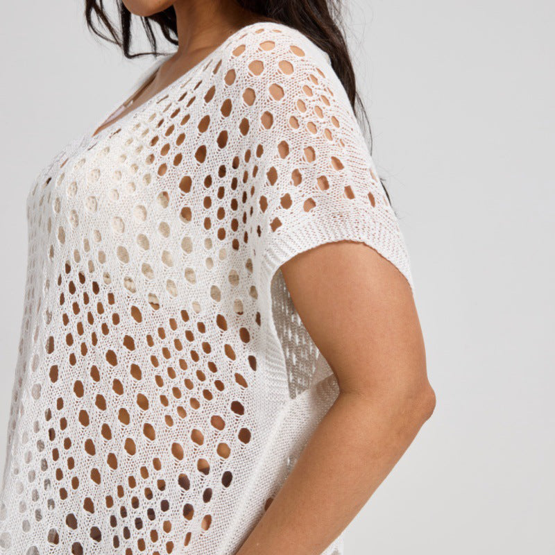 Beachcover-up met uitsparingen en ronde hals voor dames