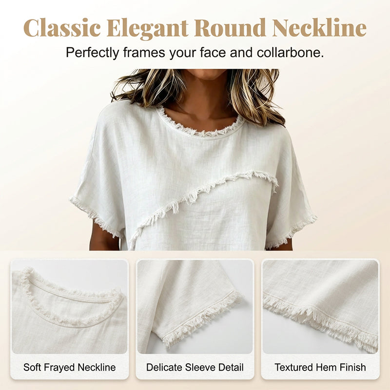 Women¡¯s Summer Top with Raw Edge Paneling