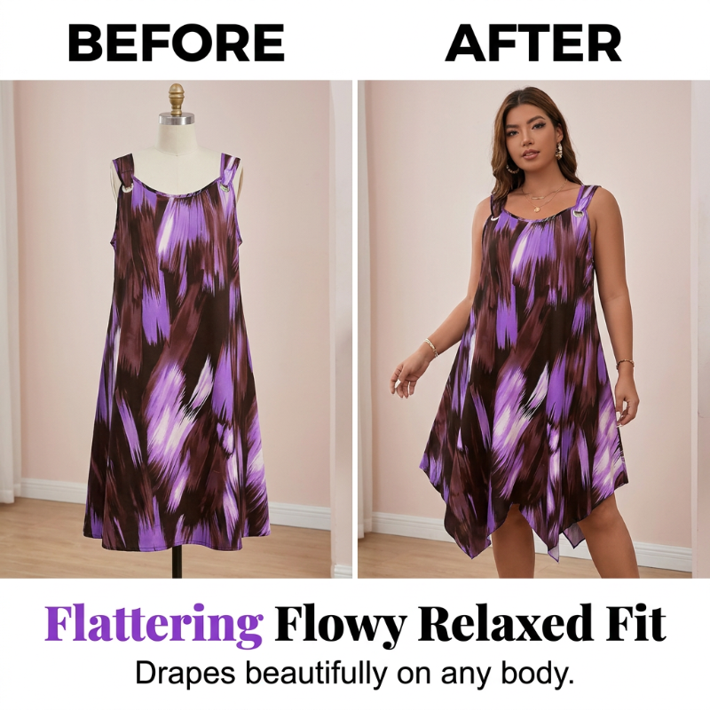 Elegant Gradient Print Sleeveless Dress