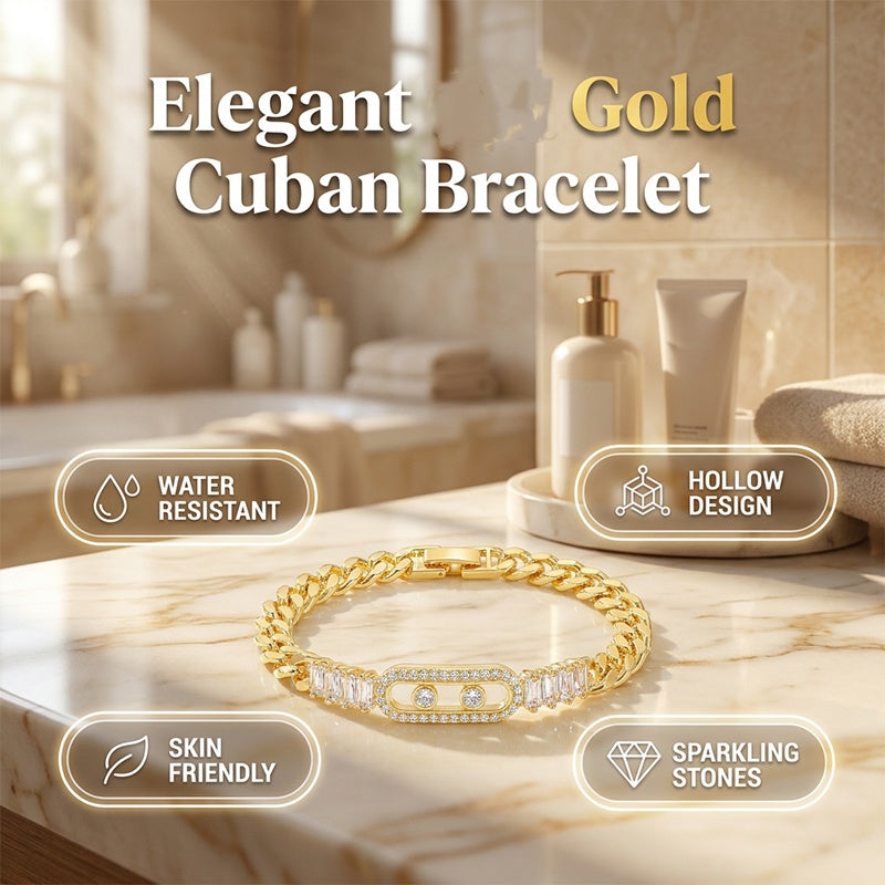 Pulsera de cadena para mujer con circonitas cúbicas en tono dorado
