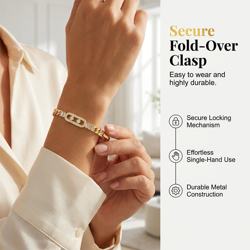 Pulsera de cadena para mujer con circonitas cúbicas en tono dorado
