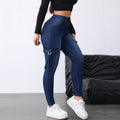 Jean cargo extensible taille haute pour femme