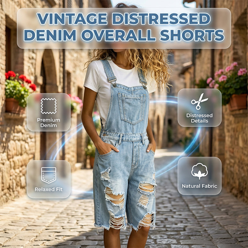 Damesoverallshorts van distressed denim