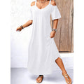 Elegante abito maxi con scollo a V e spalle scoperte