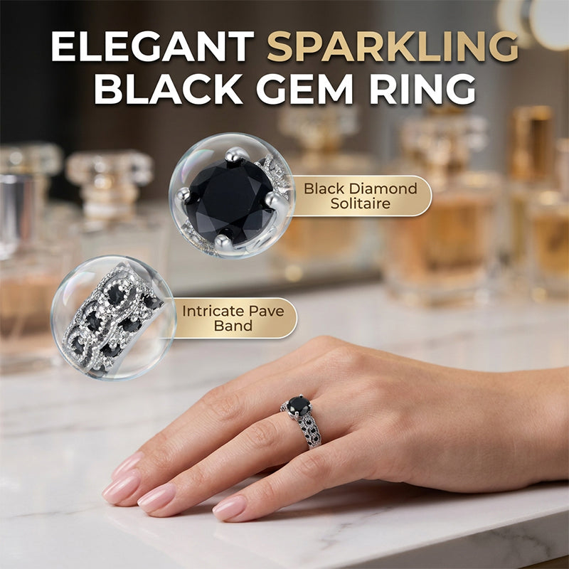 Vintage zwarte zirkonia ring voor dames