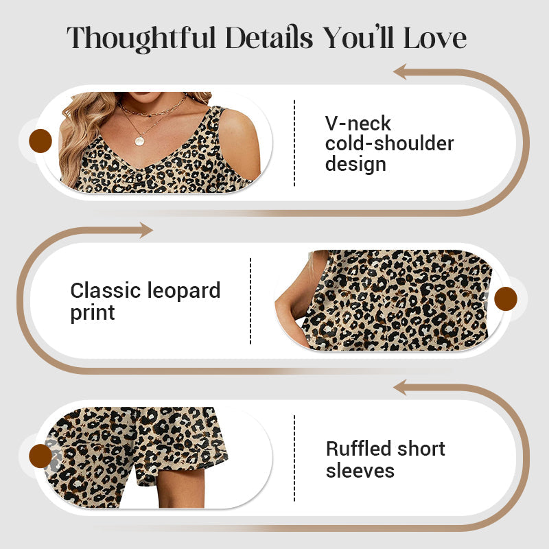 Top da donna con stampa, spalle scoperte e scollo a V