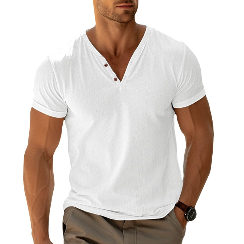 Heren Henley-shirt met V-hals