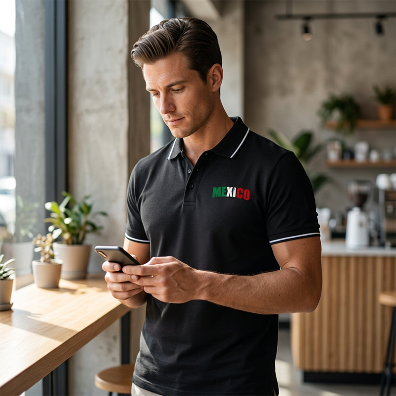 Men's Classic Lapel Short Sleeve Cotton Top