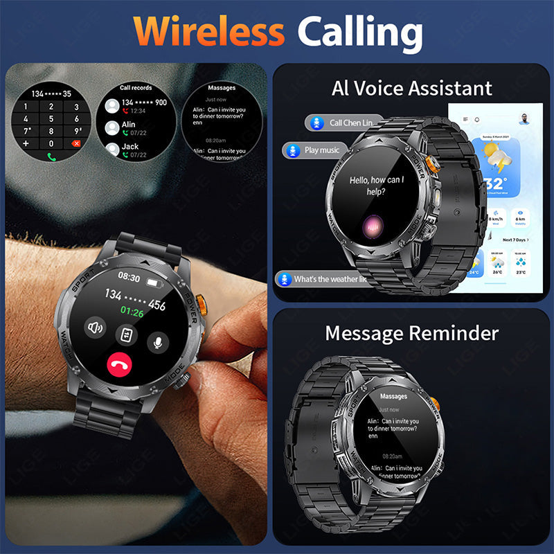 Montre de sport intelligente Bluetooth avec batterie de 1000mAh