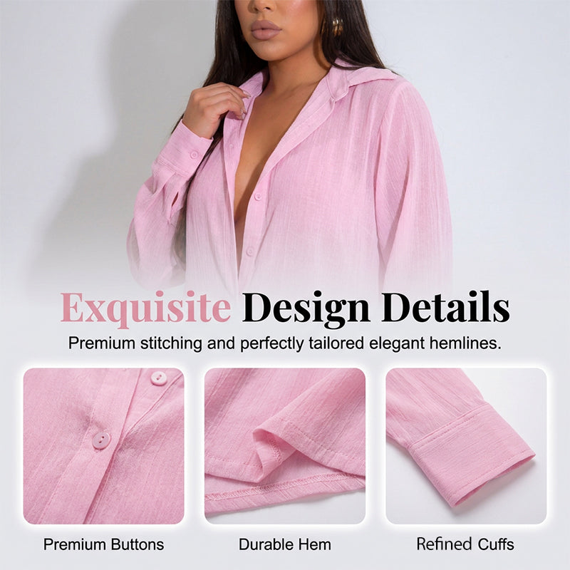 Nouvel ensemble chic avec chemise longue transparente