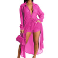 Nouvel ensemble chic avec chemise longue transparente