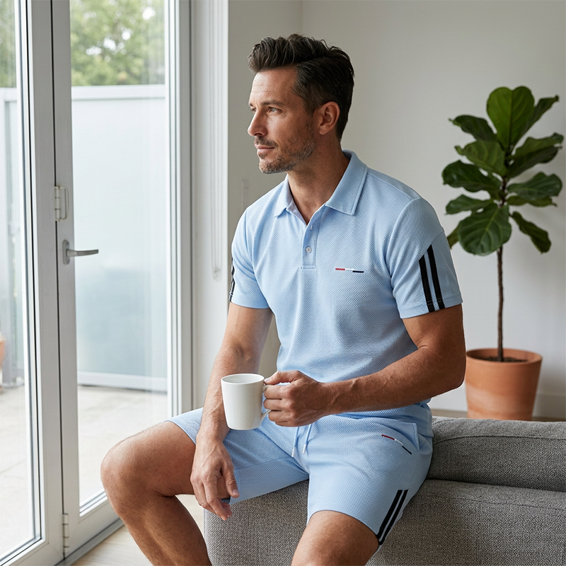 Set casual da uomo con maglietta a maniche corte e pantaloncini