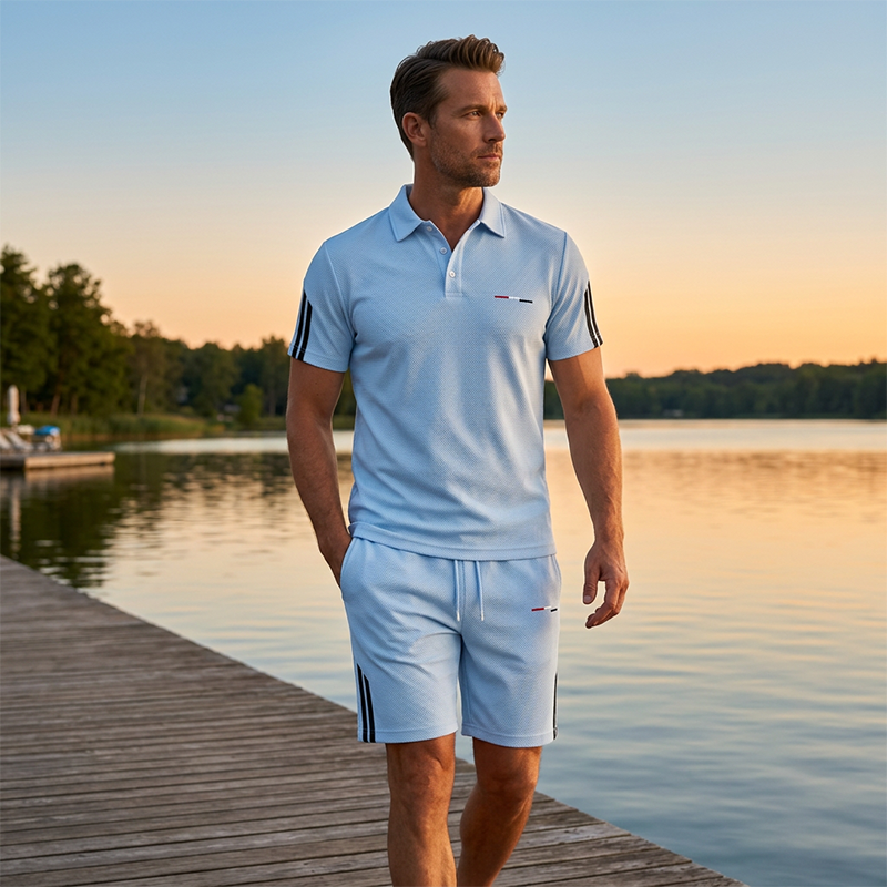Set casual da uomo con maglietta a maniche corte e pantaloncini