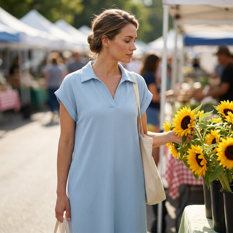 Maxi dress casual da donna con spacco laterale