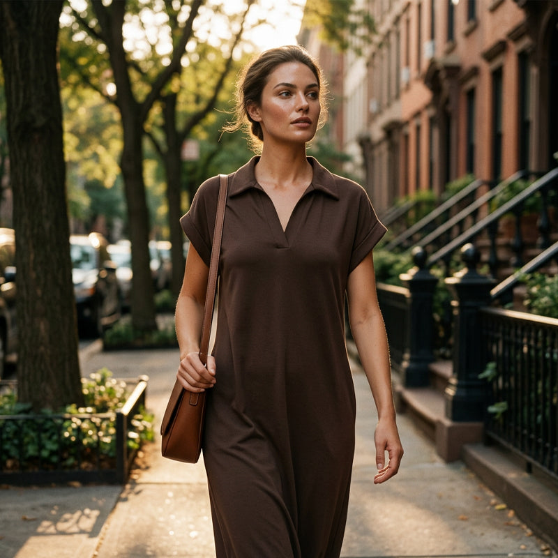 Maxi dress casual da donna con spacco laterale