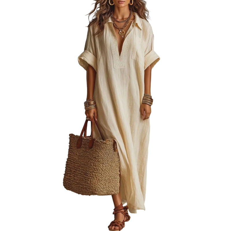 Minimalistische maxi-jurk voor dames in effen kleur