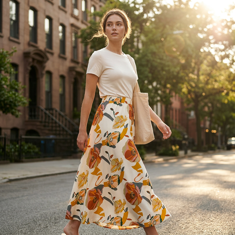 Jupe longue fleurie bohème pour femme