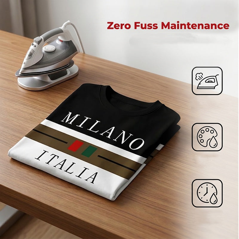 Completo da uomo con t-shirt stampata e pantaloncini
