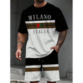Completo da uomo con t-shirt stampata e pantaloncini