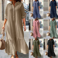 Women's Vintage Lapel Neck Long Dress
